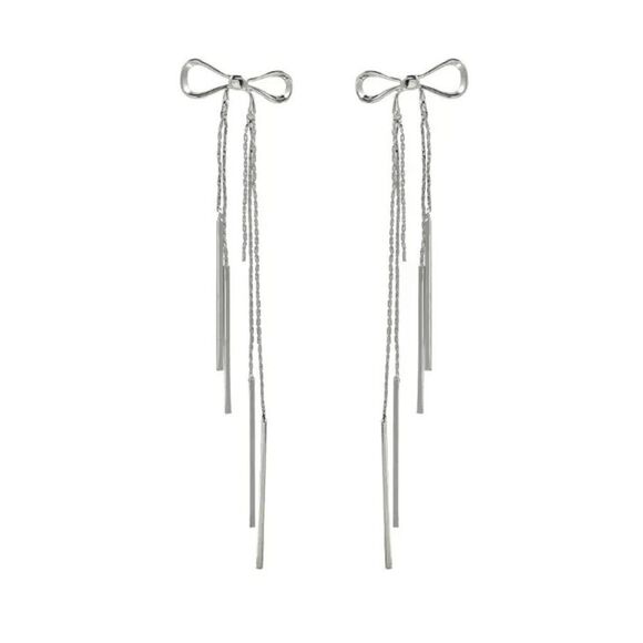 Silver bow dangle earrings #112 - Picture 1 of 4